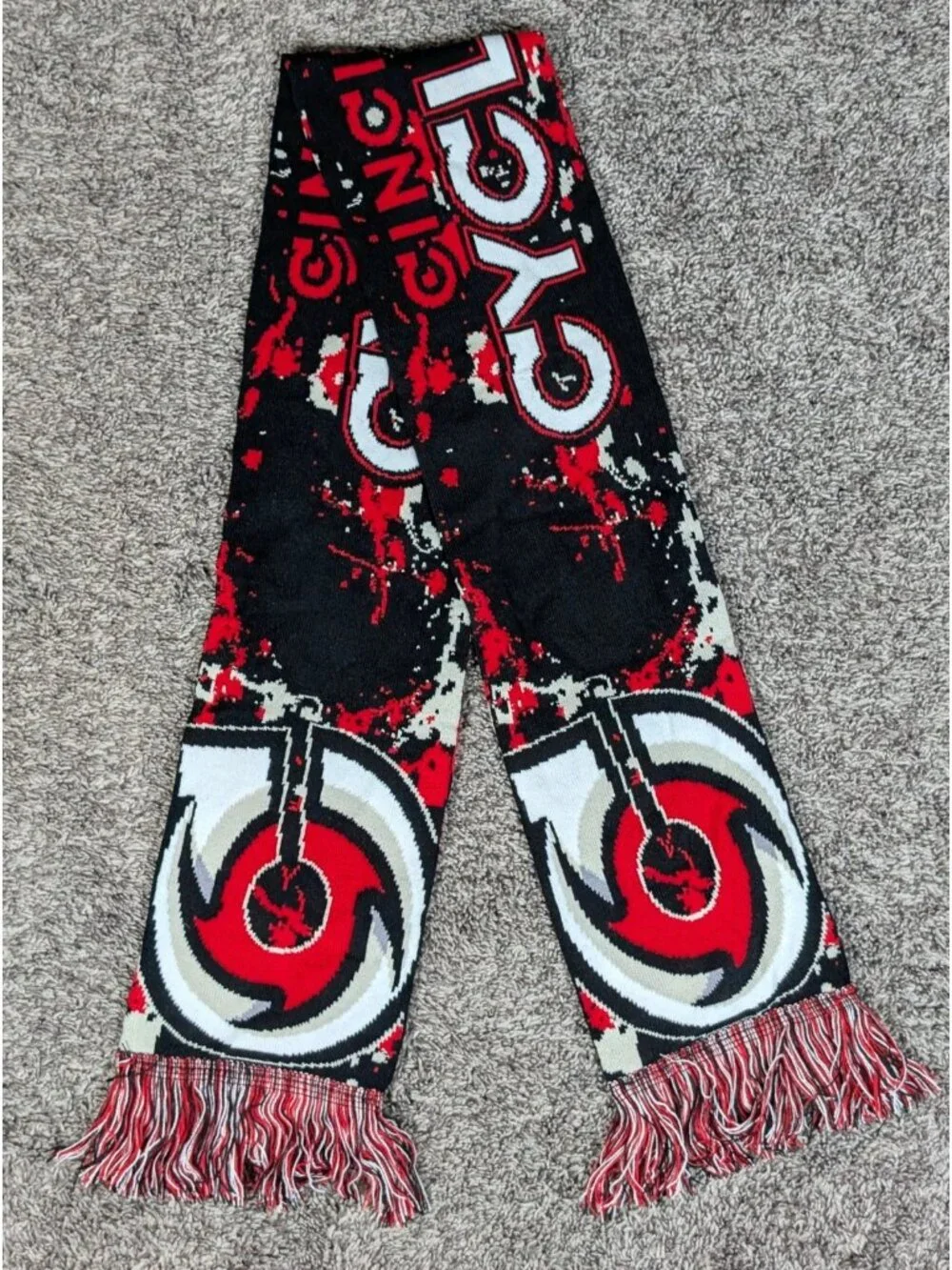 Cincinnati Cyclones ECHL Ice Hockey Scarf Red Black White Knit Unisex Fan Wear